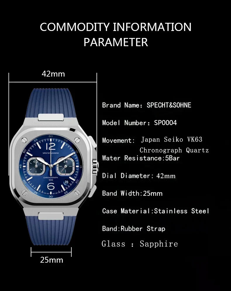 Đồng hồ Specht & Sohne Chrono BR Quartz - Màu trắng